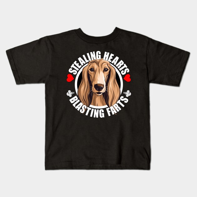 Funny Afghan Hound Stealing Hearts Blasting Farts Dog Cute Puppy Kids T-Shirt by Sports Stars ⭐⭐⭐⭐⭐